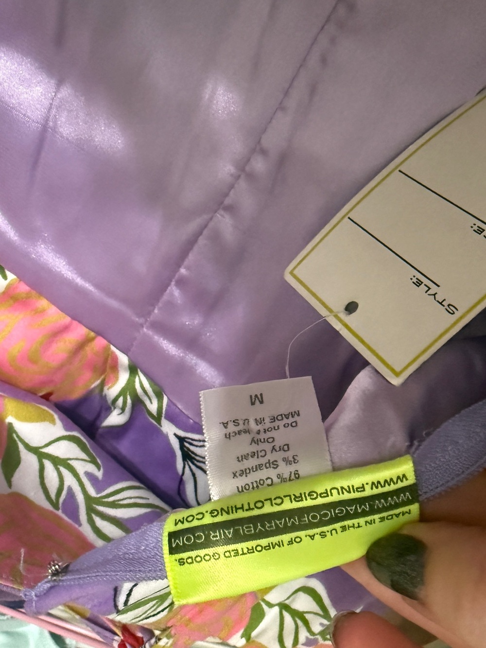 Pinup Couture Lilac Floral Midi Dress with Black Bow Mary Blair - Picture 7 of 7